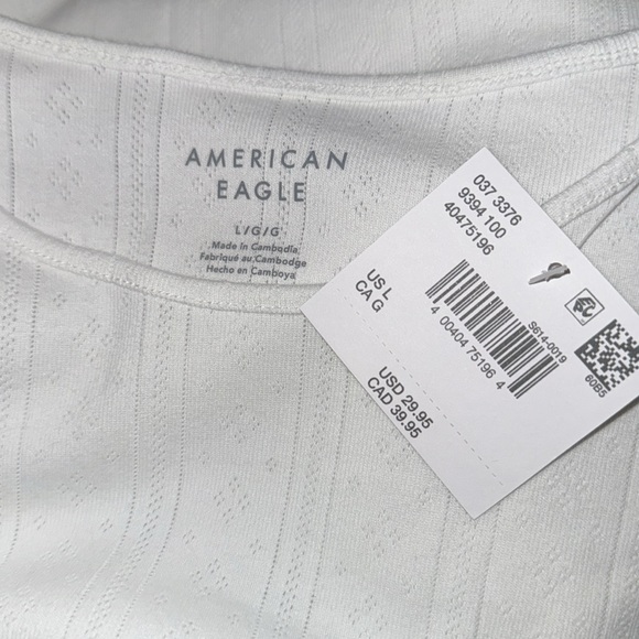 American Eagle Long Sleeve Pointelle Knit Tee - Picture 6 of 7